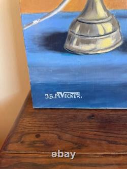 Old Painting Oil on Canvas J. B Maurice VECKER 1896-1998 Queen Marguerite 84
