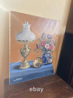 Old Painting Oil on Canvas J. B Maurice VECKER 1896-1998 Queen Marguerite 84