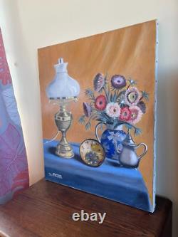 Old Painting Oil on Canvas J. B Maurice VECKER 1896-1998 Queen Marguerite 84
