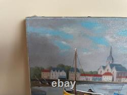 Old Painting Oil on Canvas J. B Maurice VECKER 1899-1988 Small Fishing Port
