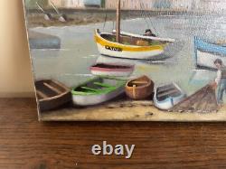 Old Painting Oil on Canvas J. B Maurice VECKER 1899-1988 Small Fishing Port