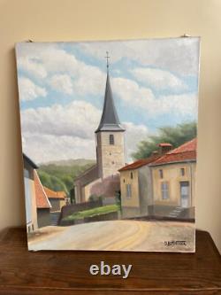 Old Painting Oil on Canvas J. B. Maurice VECKER (1899-1988) St. Sulpice Church
