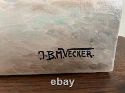Old Painting Oil on Canvas J. B. Maurice VECKER (1899-1988) St. Sulpice Church