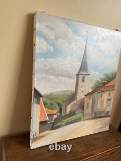 Old Painting Oil on Canvas J. B. Maurice VECKER (1899-1988) St. Sulpice Church
