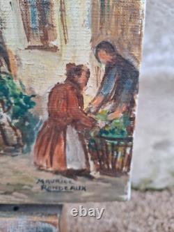 Old Painting / Oil on Canvas, La Valette du Var, Bell Tower and Fountain