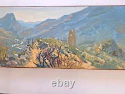 Old Painting Oil on Canvas Landscape Nature Trees, Framed Corsica