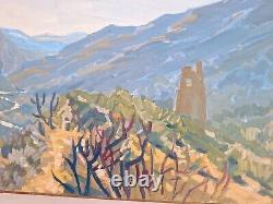 Old Painting Oil on Canvas Landscape Nature Trees, Framed Corsica