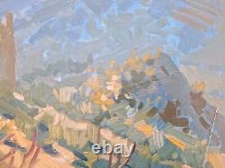 Old Painting Oil on Canvas Landscape Nature Trees, Framed Corsica