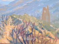 Old Painting Oil on Canvas Landscape Nature Trees, Framed Corsica