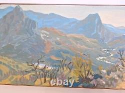 Old Painting Oil on Canvas Landscape Nature Trees, Framed Corsica