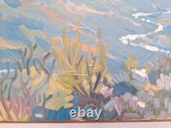 Old Painting Oil on Canvas Landscape Nature Trees, Framed Corsica
