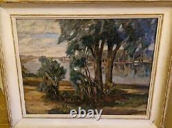 Old Painting Oil on Canvas Landscape Signed PERRIN