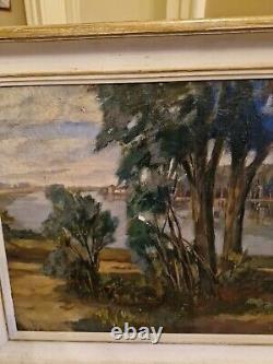 Old Painting Oil on Canvas Landscape Signed PERRIN