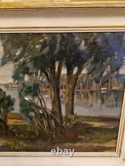 Old Painting Oil on Canvas Landscape Signed PERRIN