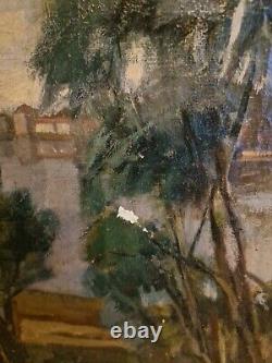 Old Painting Oil on Canvas Landscape Signed PERRIN