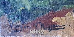 Old Painting Oil on Canvas Landscape of the Vosges Signed NEVEU 1940s