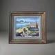 Old Painting Oil On Canvas Marine Landscape Boat, Fishermen Framed Painting