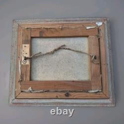 Old Painting Oil on Canvas Marine Landscape Boat, Fishermen Framed Painting