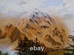 Old Painting, Oil on Canvas Mountain Landscape Signed Houriet