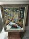 Old Painting Oil On Canvas Nature Forest And Its Torrent Signed Side