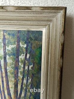Old Painting Oil on Canvas Nature Forest and its Torrent Signed Side