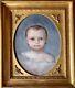 Old Painting Oil On Canvas Portrait Baby In The Clouds 1849 19th Century