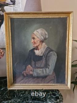 Old Painting Oil on Canvas Portrait of a Woman