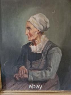 Old Painting Oil on Canvas Portrait of a Woman