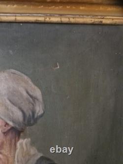 Old Painting Oil on Canvas Portrait of a Woman