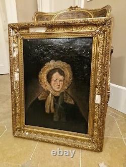 Old Painting, Oil on Canvas, Portrait of a Woman 19th Century