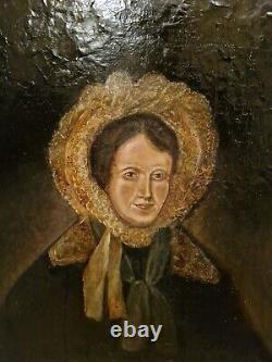 Old Painting, Oil on Canvas, Portrait of a Woman 19th Century