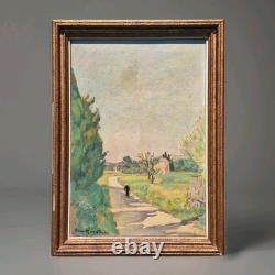 Old Painting Oil on Canvas Provence Landscape 1940. Framed Signed Artwork