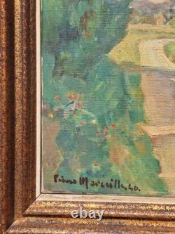 Old Painting Oil on Canvas Provence Landscape 1940. Framed Signed Artwork