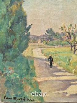 Old Painting Oil on Canvas Provence Landscape 1940. Framed Signed Artwork