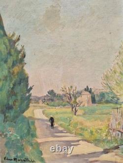 Old Painting Oil on Canvas Provence Landscape 1940. Framed Signed Artwork