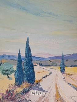 Old Painting Oil on Canvas Provence Landscape Nature Trees Signed Painting