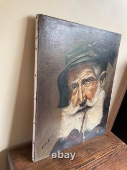 Old Painting Oil on Canvas R. De Bra (Early 20th Century) Portrait