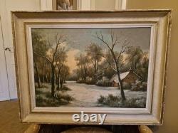 Old Painting Oil on Canvas Representing a Landscape