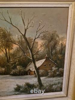 Old Painting Oil on Canvas Representing a Landscape