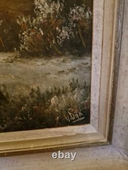 Old Painting Oil on Canvas Representing a Landscape