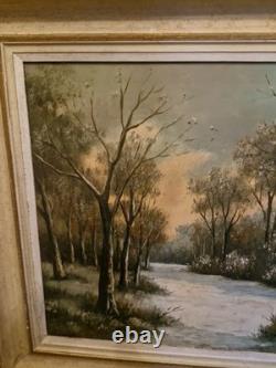 Old Painting Oil on Canvas Representing a Landscape