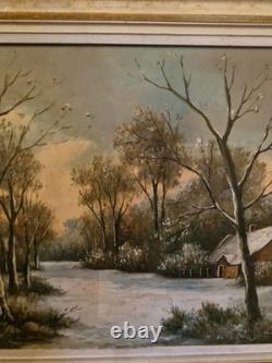Old Painting Oil on Canvas Representing a Landscape