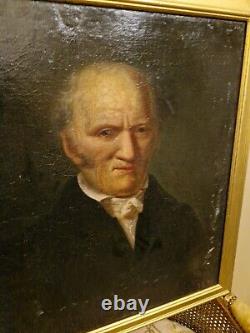 Old Painting, Oil on Canvas Representing a Portrait of a Man from the 19th Century