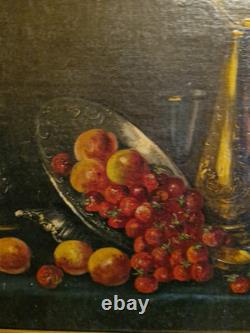 Old Painting, Oil on Canvas Still Life Framed and Signed
