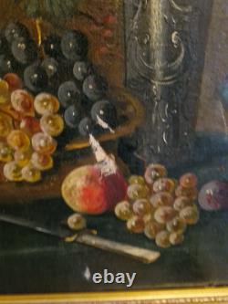 Old Painting, Oil on Canvas Still Life Framed and Signed