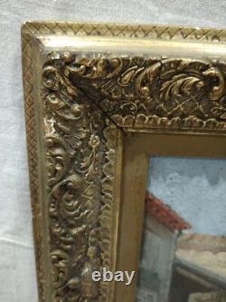 Old Painting Oil on Cardboard Village Scene