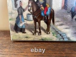 Old Painting Oil on Panel J. B M VECKER (1899-1988) Scene from the Napoleonic Era