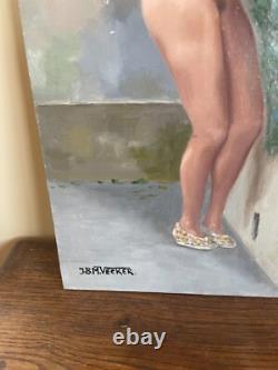 Old Painting Oil on Panel J. B Maurice VECKER (1899-1988) Nude