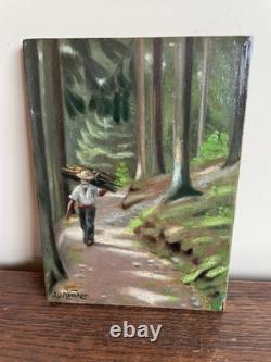 Old Painting Oil on Panel J. B Maurice VECKER (1899-1988) Peasants