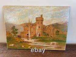 Old Painting Oil on Panel J. B Maurice VECKER (1899-1988) Small Castle